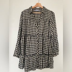 Zara gingham mini long sleeve dress